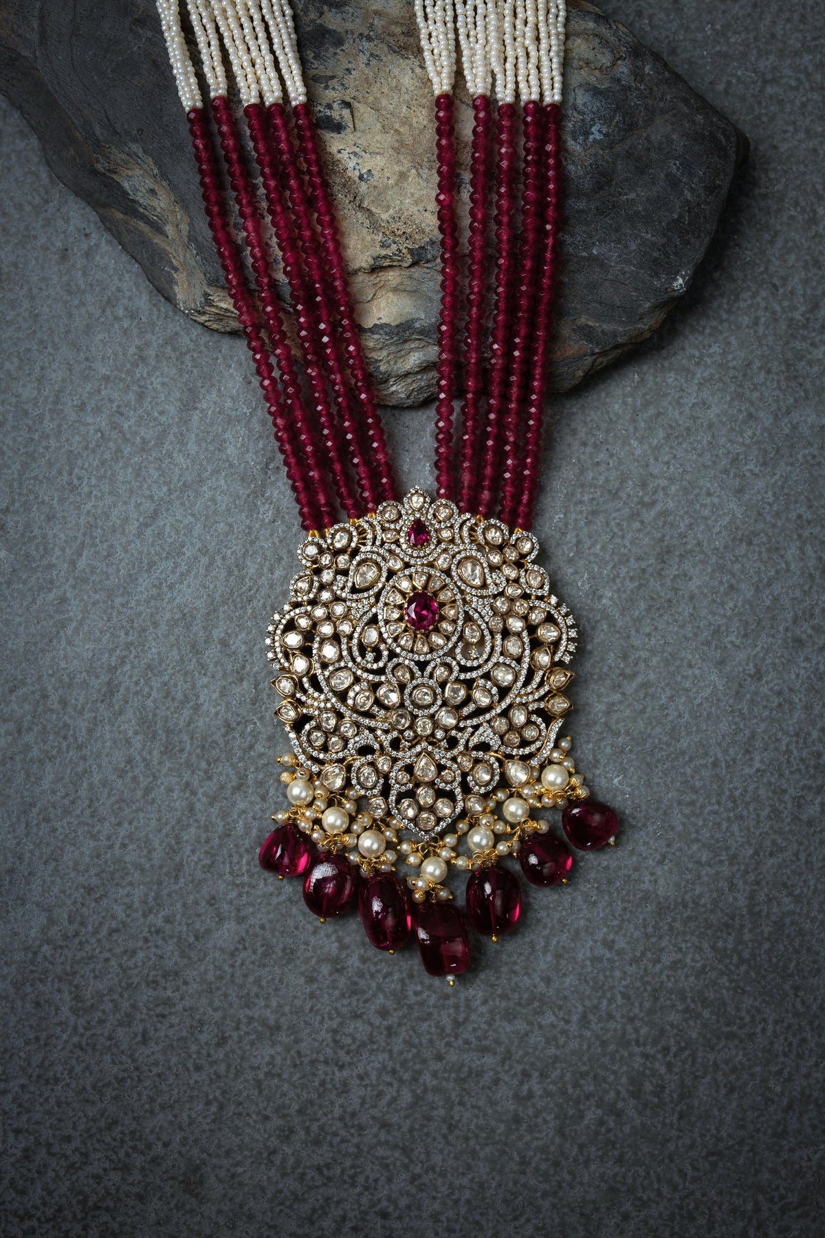 Verdant Long Red moissanite Pendant