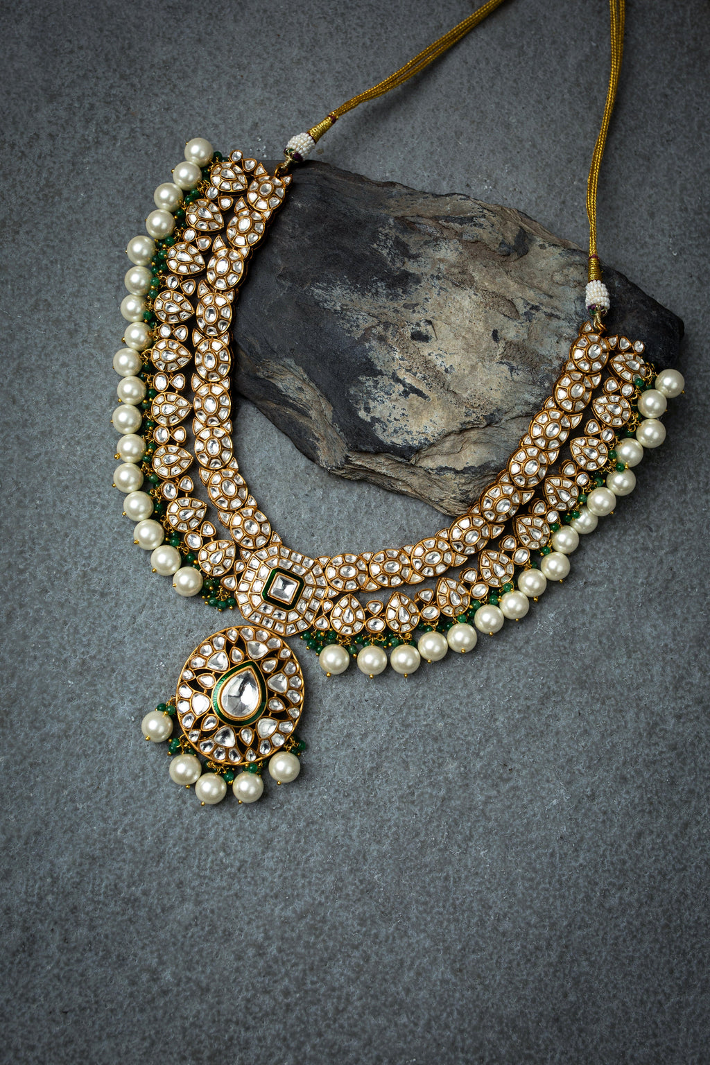 Ishara Green Polki Necklace Set