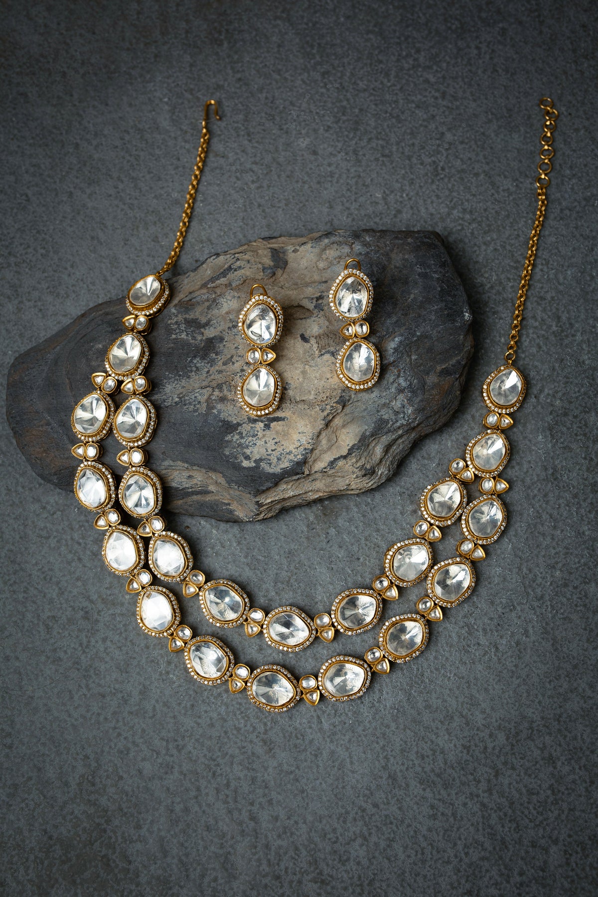 Silver Plated Crystal Maharani Set