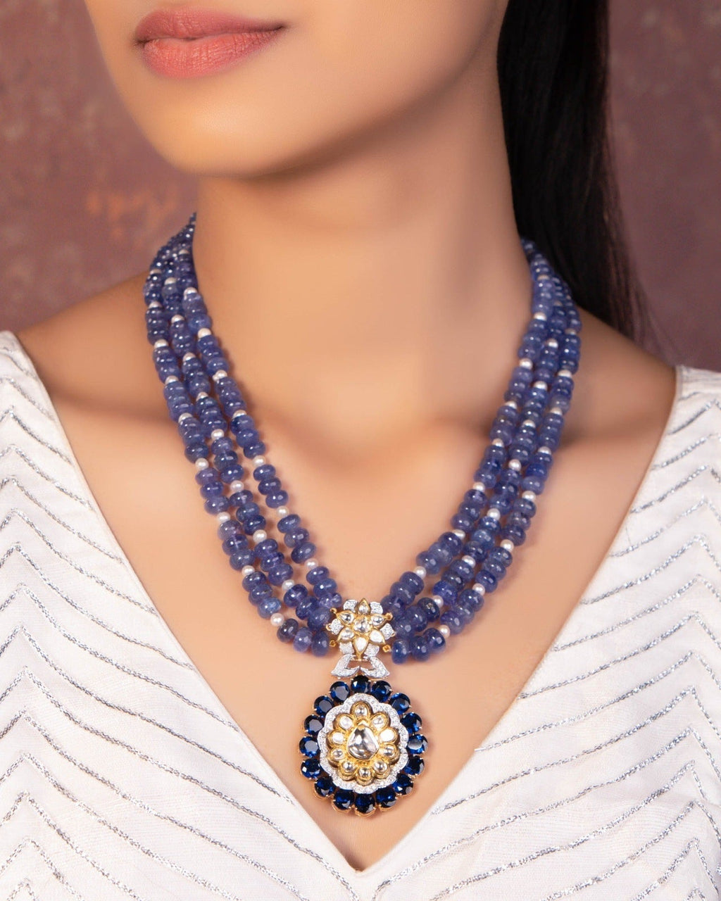 Ketki Polki And Diamond Bead Pendant