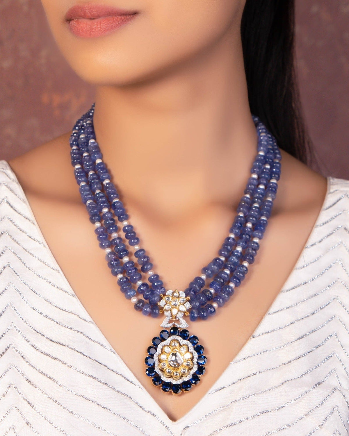 Ketki Polki And Diamond Bead Pendant