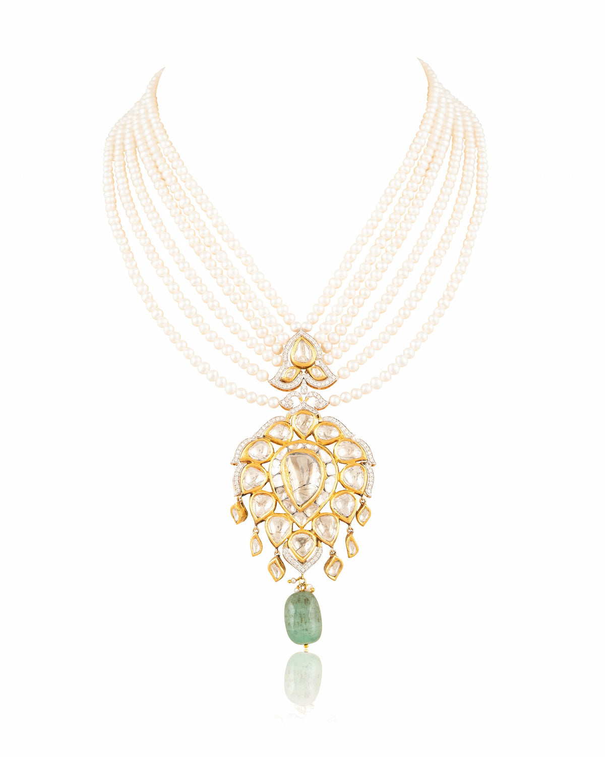 Ansira Polki And Diamond Bead Pendant