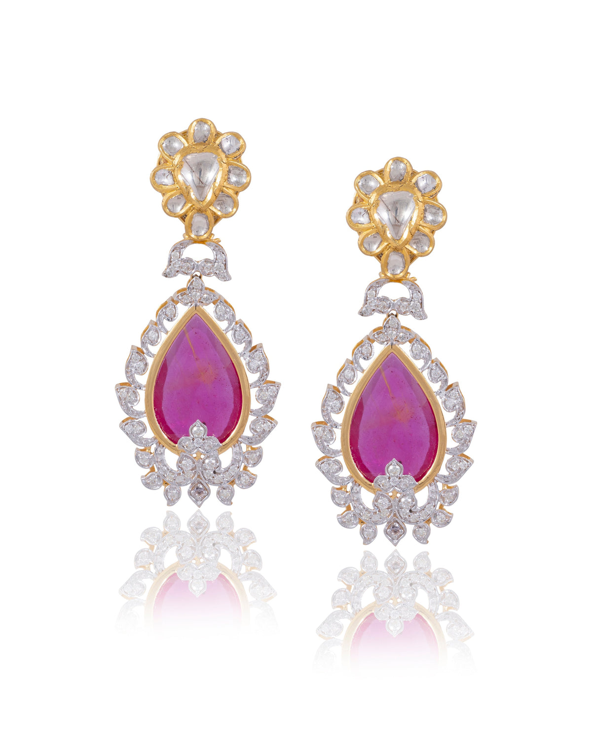Wamini Long Necklace And Abigail Long Earrings Polki And Diamond Set