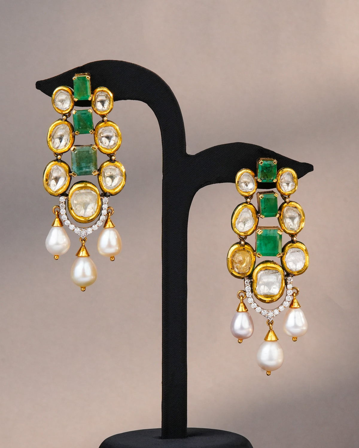 Risha Polki And Diamond Long Earrings