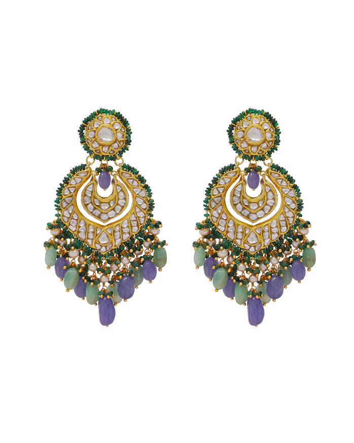 Arya Necklace And Anaiah Chandbalis Polki Set