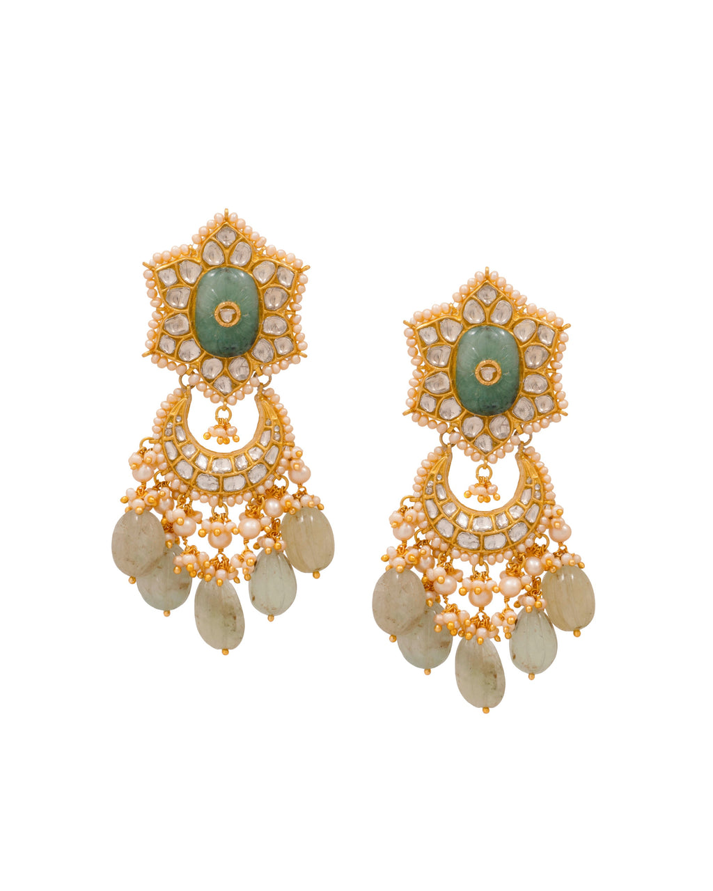 Bushra Necklace and Shifa Chandbalis Polki Set