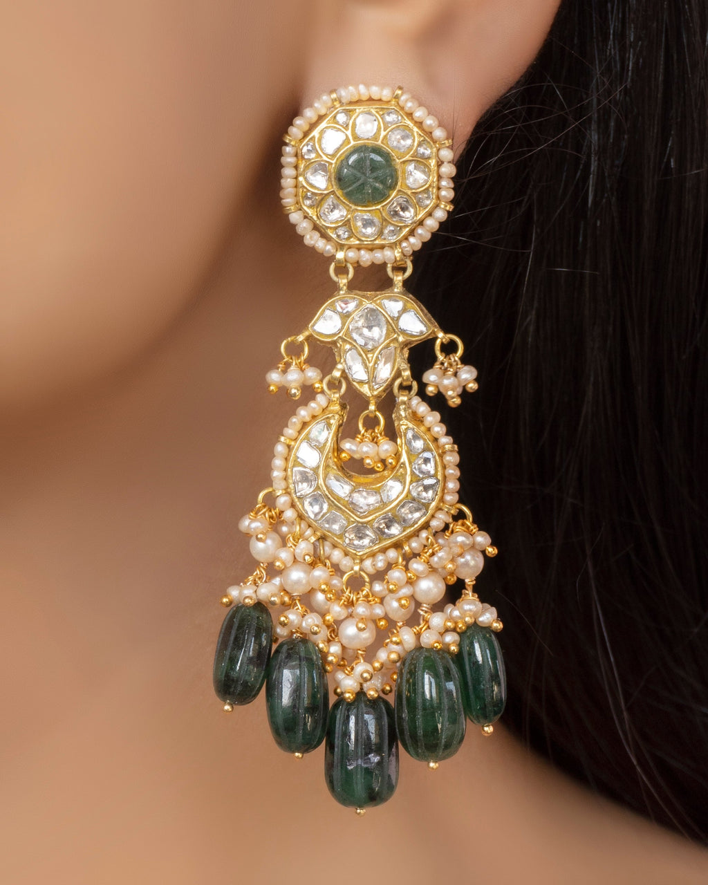 Piyu Necklace and Raafi Chandbalis Polki Set