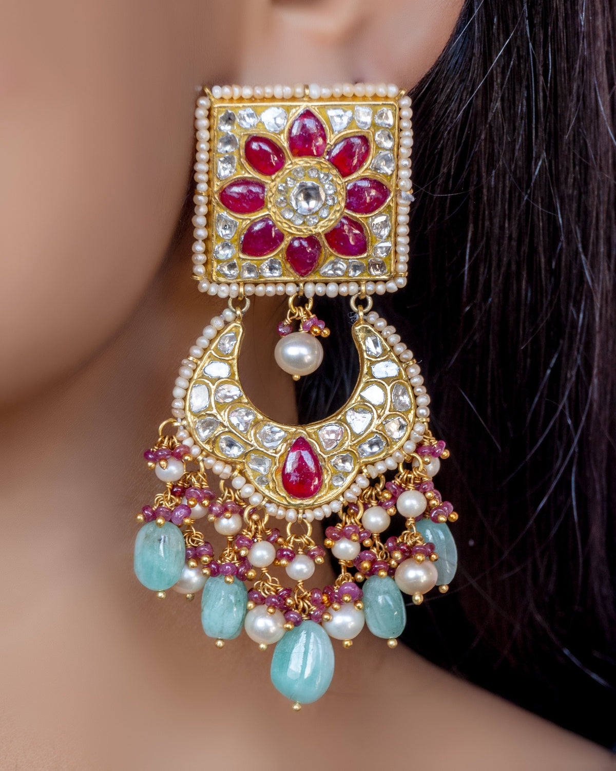 Sonakshi Sinha - Shaina Bead Choker And Tia Chandbalis Polki Set