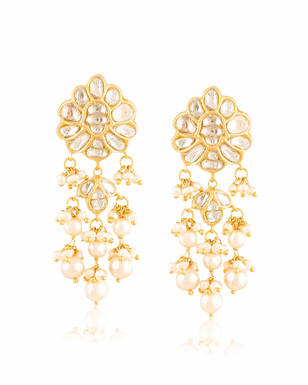 Niyati Necklace And Nitu Long Earrings Polki Set