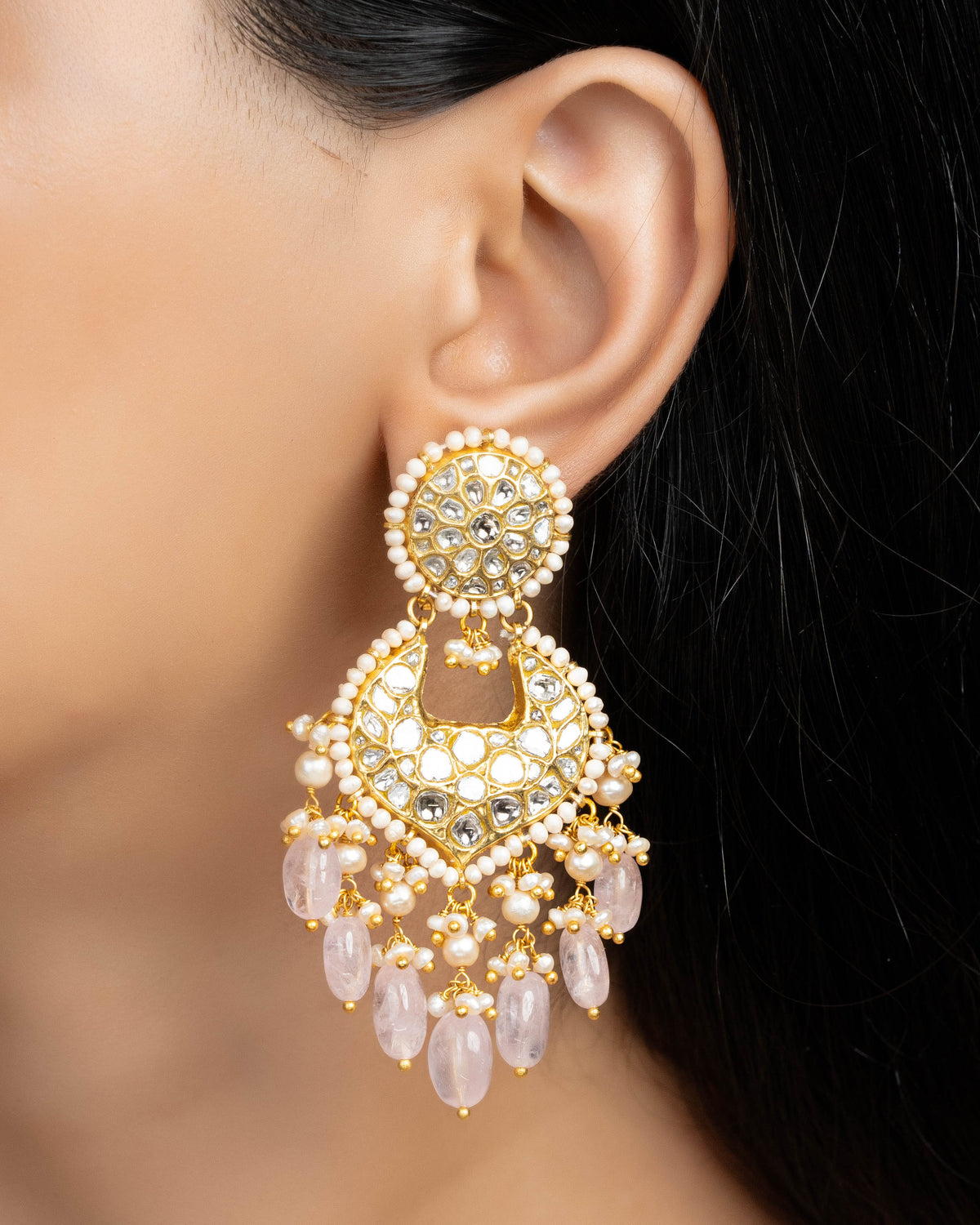 Anita Necklace And Dinika Chandbalis Polki Set