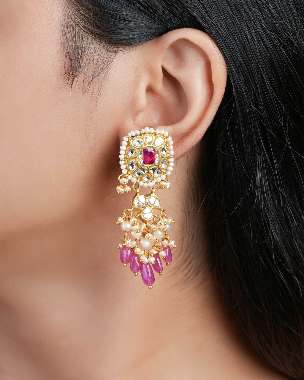 Liv Polki Long Earrings