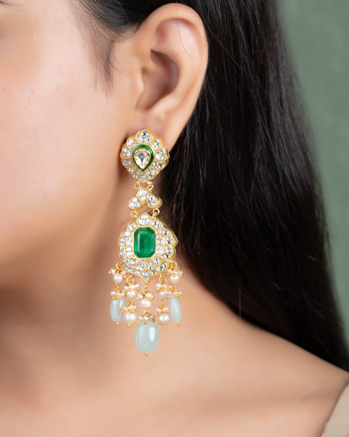 Kirstin Polki Long Earrings