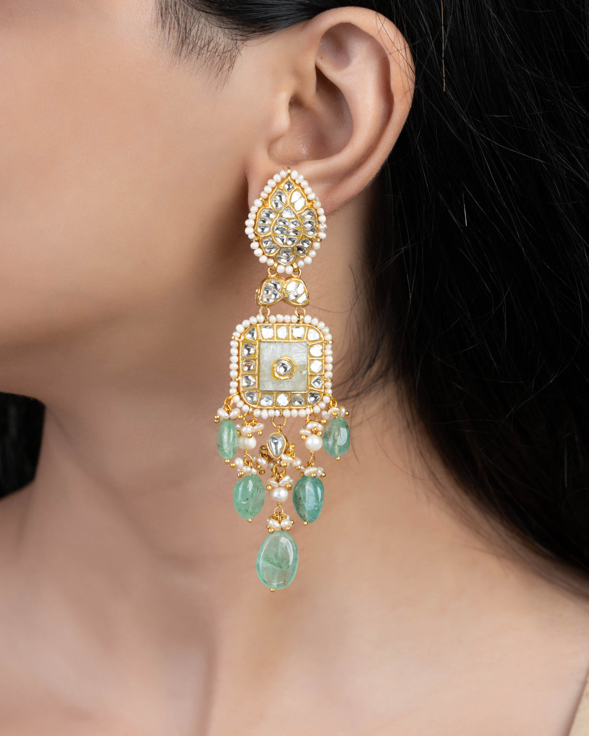 Priyanjali Polki Long Earrings
