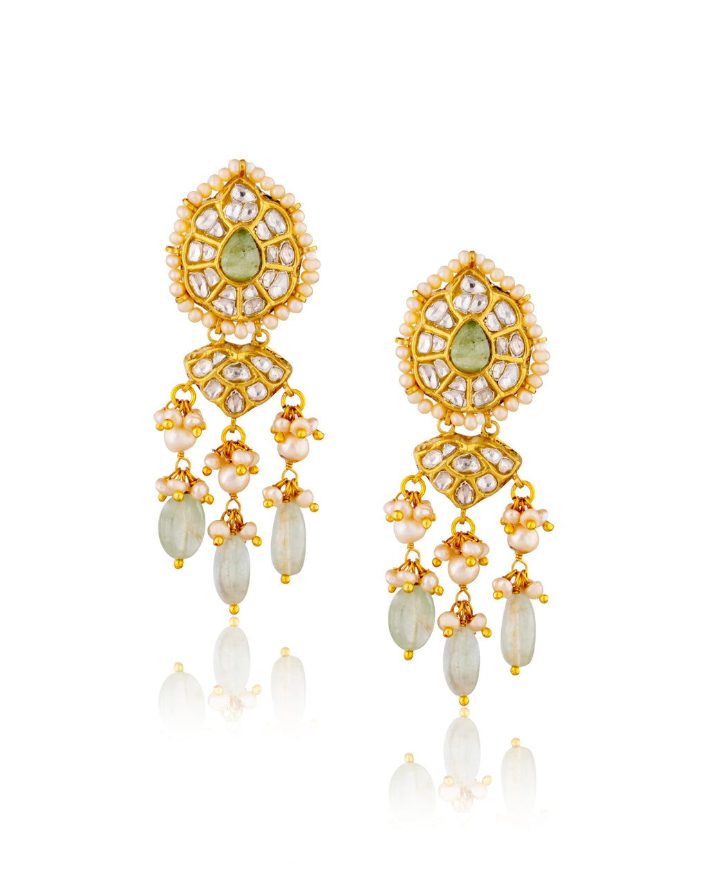 Vaidahi Necklace And Amaya Long Earrings Polki Set