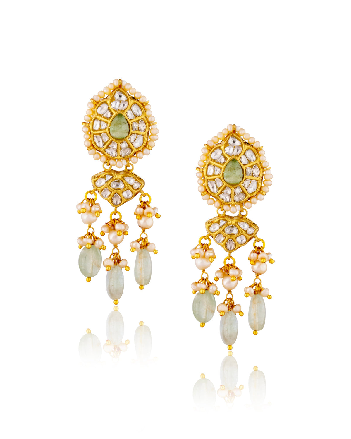 Vaidahi Necklace And Amaya Long Earrings Polki Set