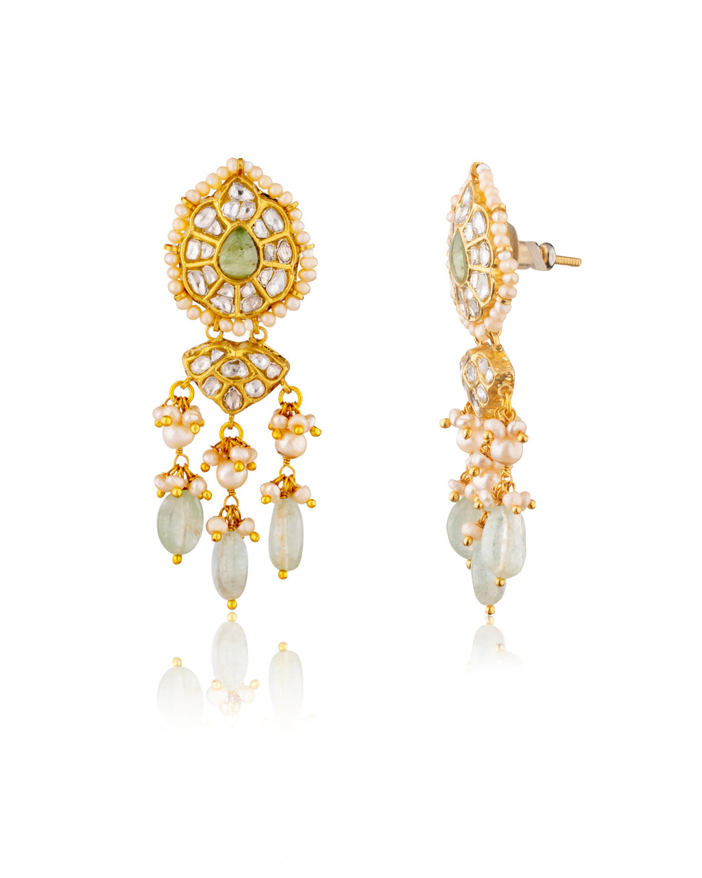 Vaidahi Necklace And Amaya Long Earrings Polki Set