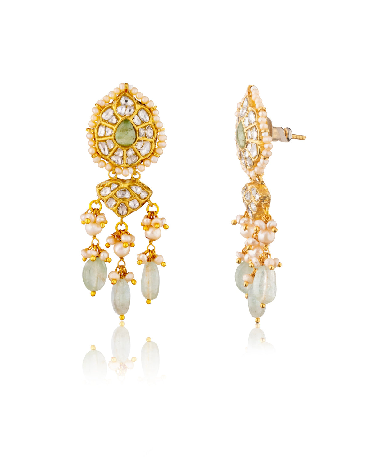 Vaidahi Necklace And Amaya Long Earrings Polki Set