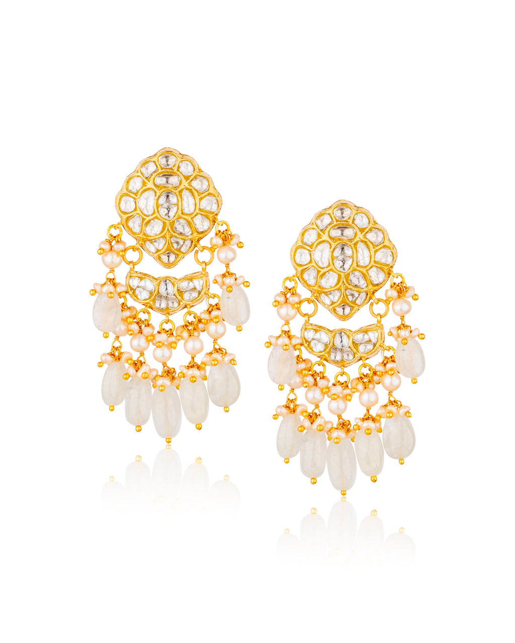 Naomi Necklace And Ziva Long Earrings Polki Set