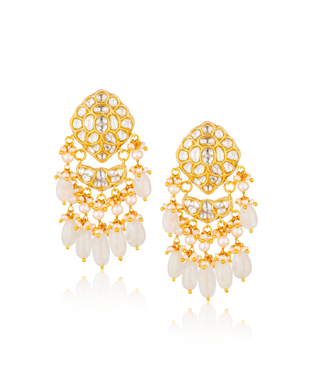 Naomi Necklace And Ziva Long Earrings Polki Set