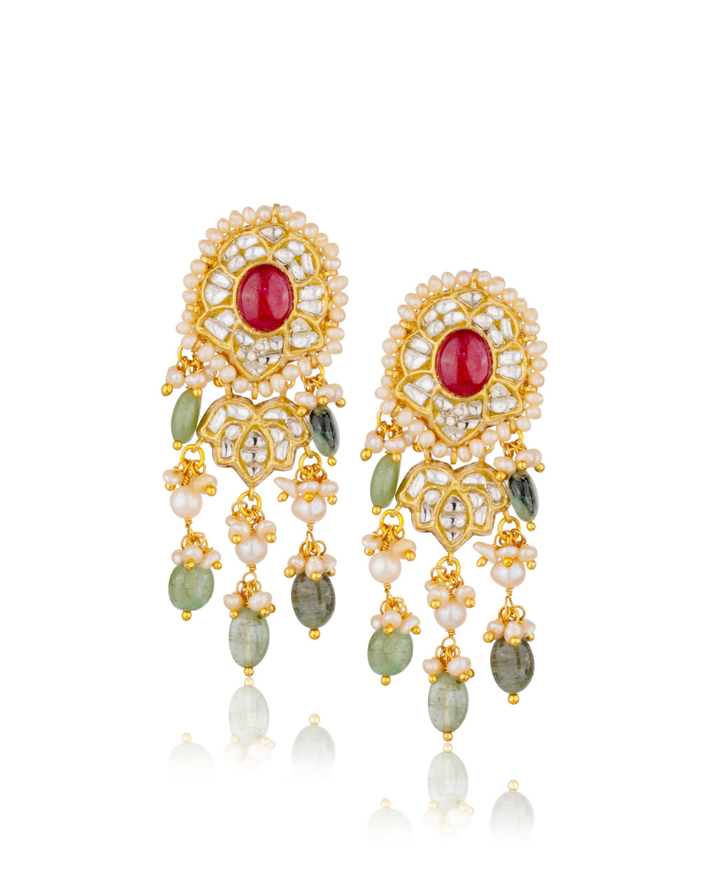 Latika Necklace And Niva Long Earrings Polki Set
