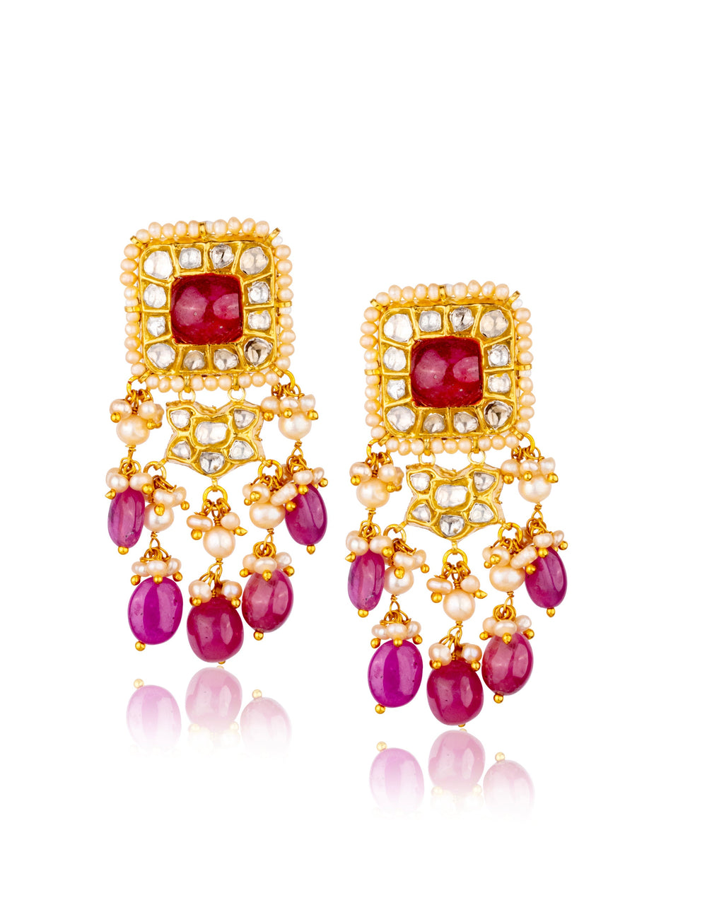 Savita Necklace And Neysa Long Earrings Polki Set