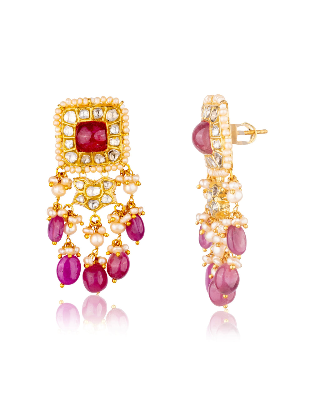 Savita Necklace And Neysa Long Earrings Polki Set