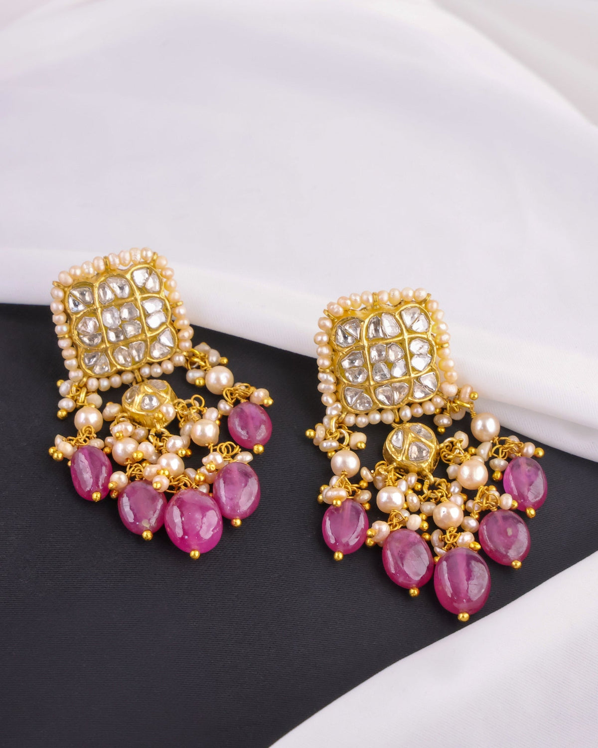 Lumen Necklace And Amara Long Earrings Polki Set