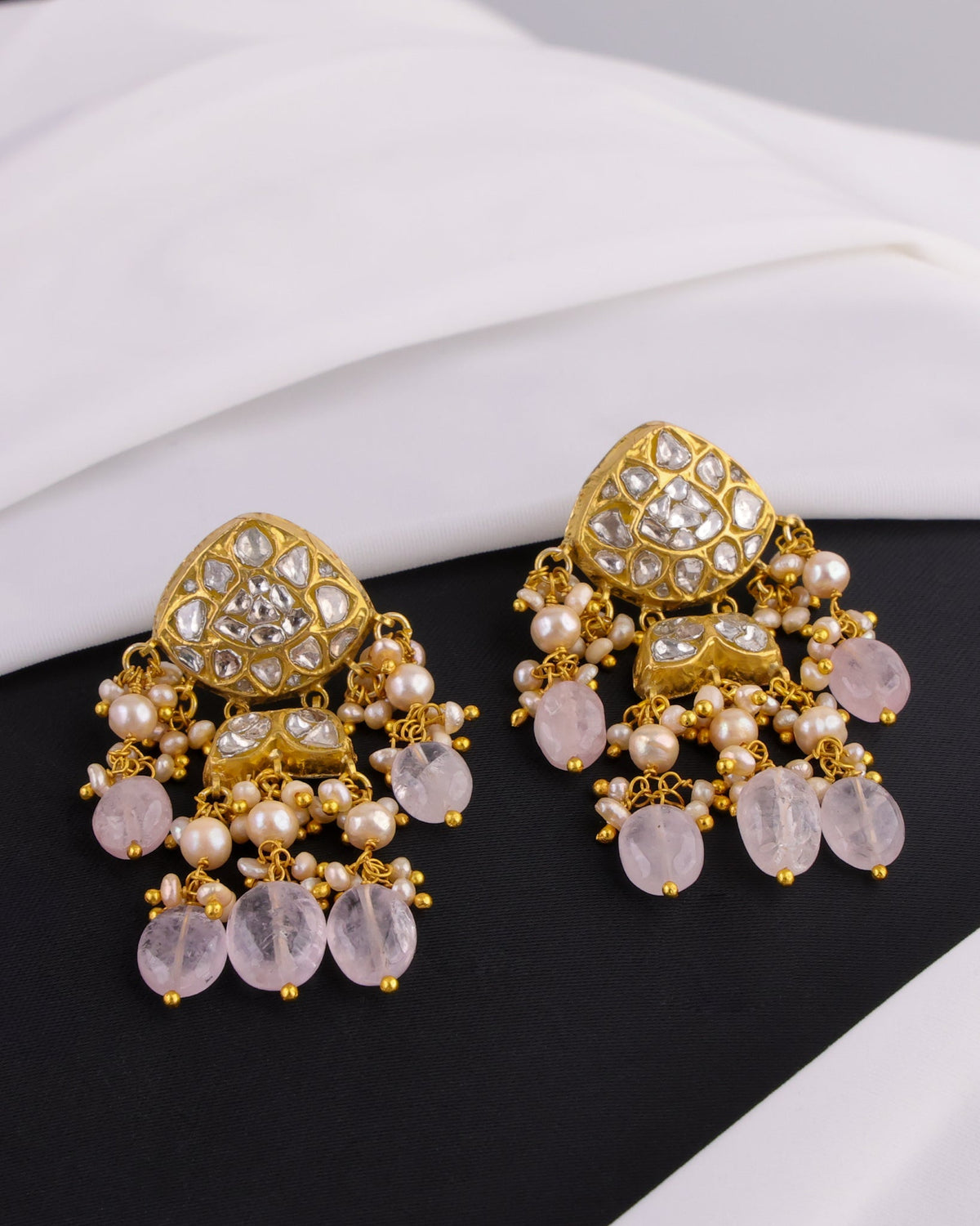 Kasturi Necklace And Dipasha Long Earrings Polki Set