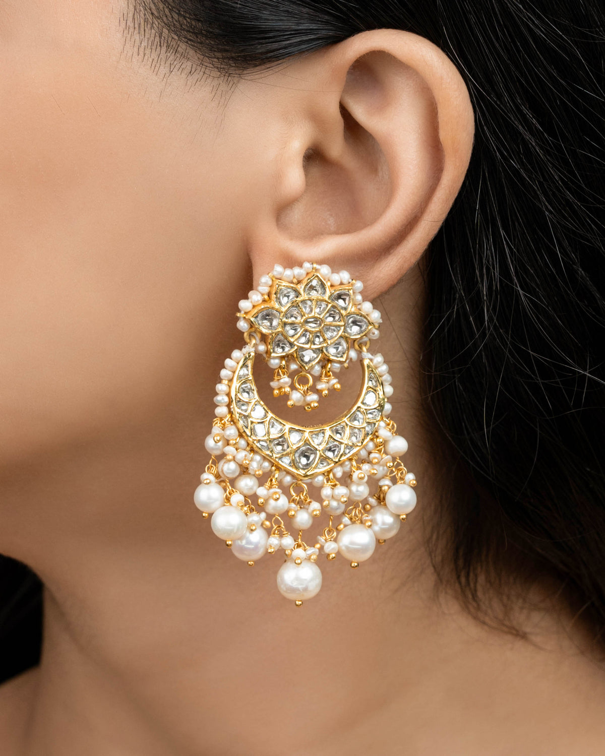 Calira Necklace And Auralie Chandbalis Polki Set