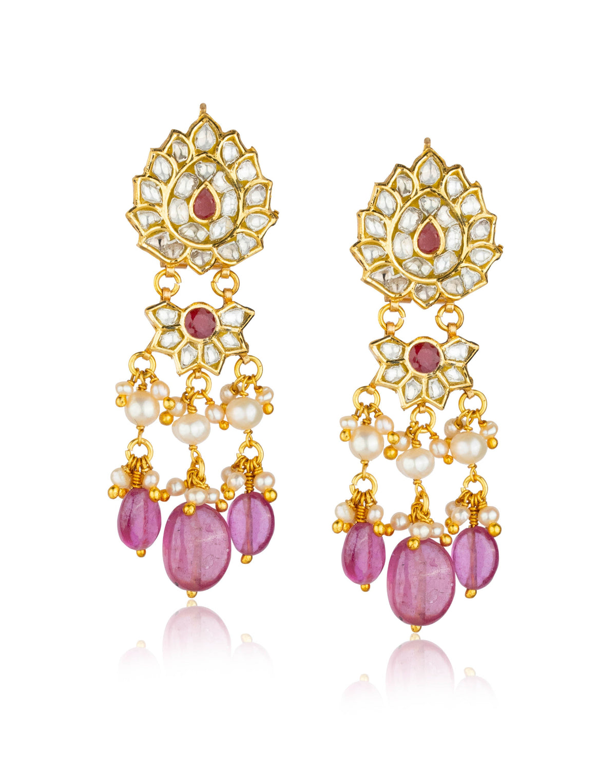 Shrin Choker And Heer Long Earrings Polki Set