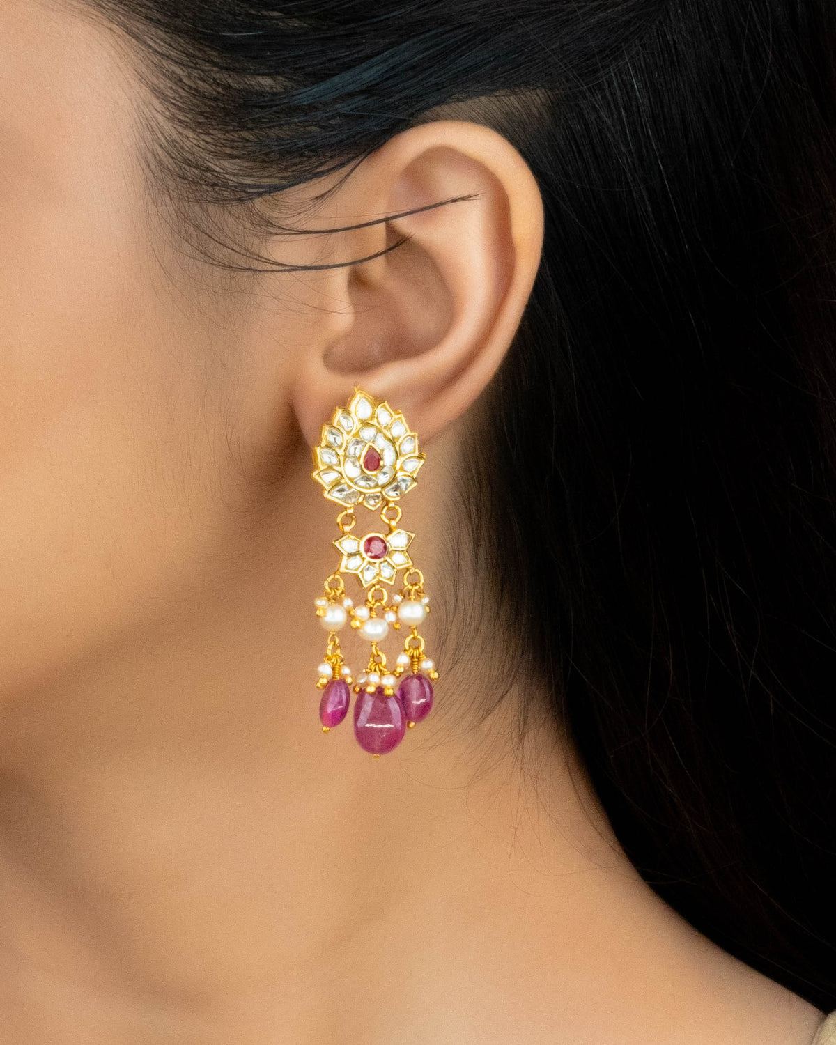 Shrin Choker And Heer Long Earrings Polki Set
