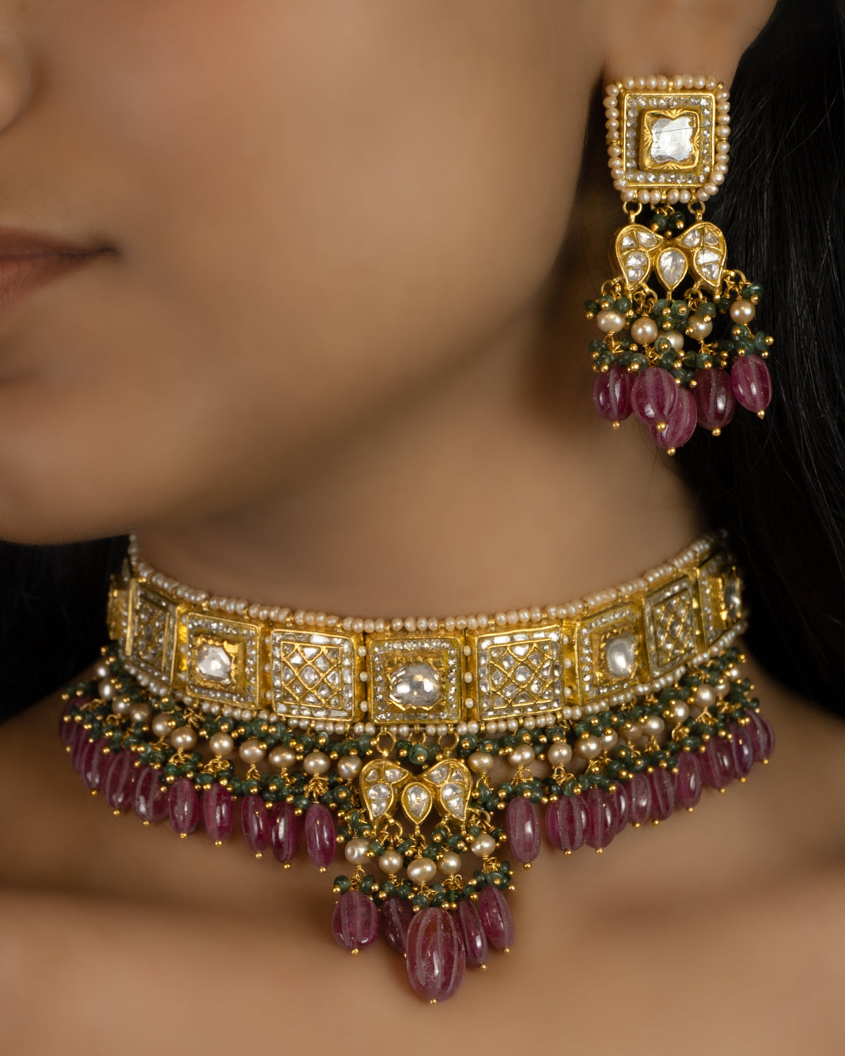 Lavanya Choker and Teni Earrings Polki Set