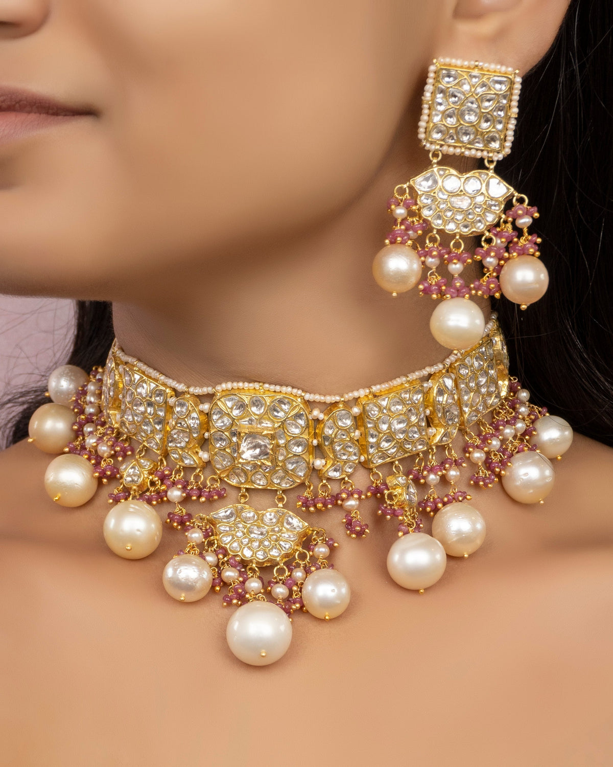 Manjusha Polki Long Earrings