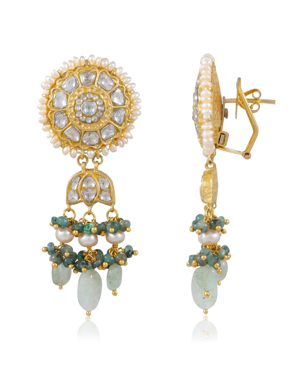 Indali Polki Long Earrings