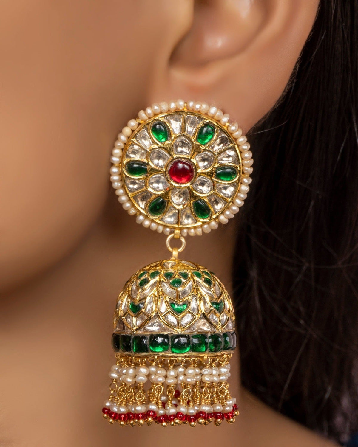 Maawai Polki Jhumkas