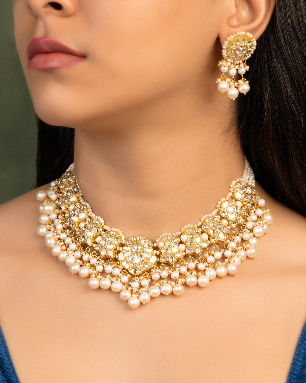 Saira Necklace And Michelle Tops Polki Set