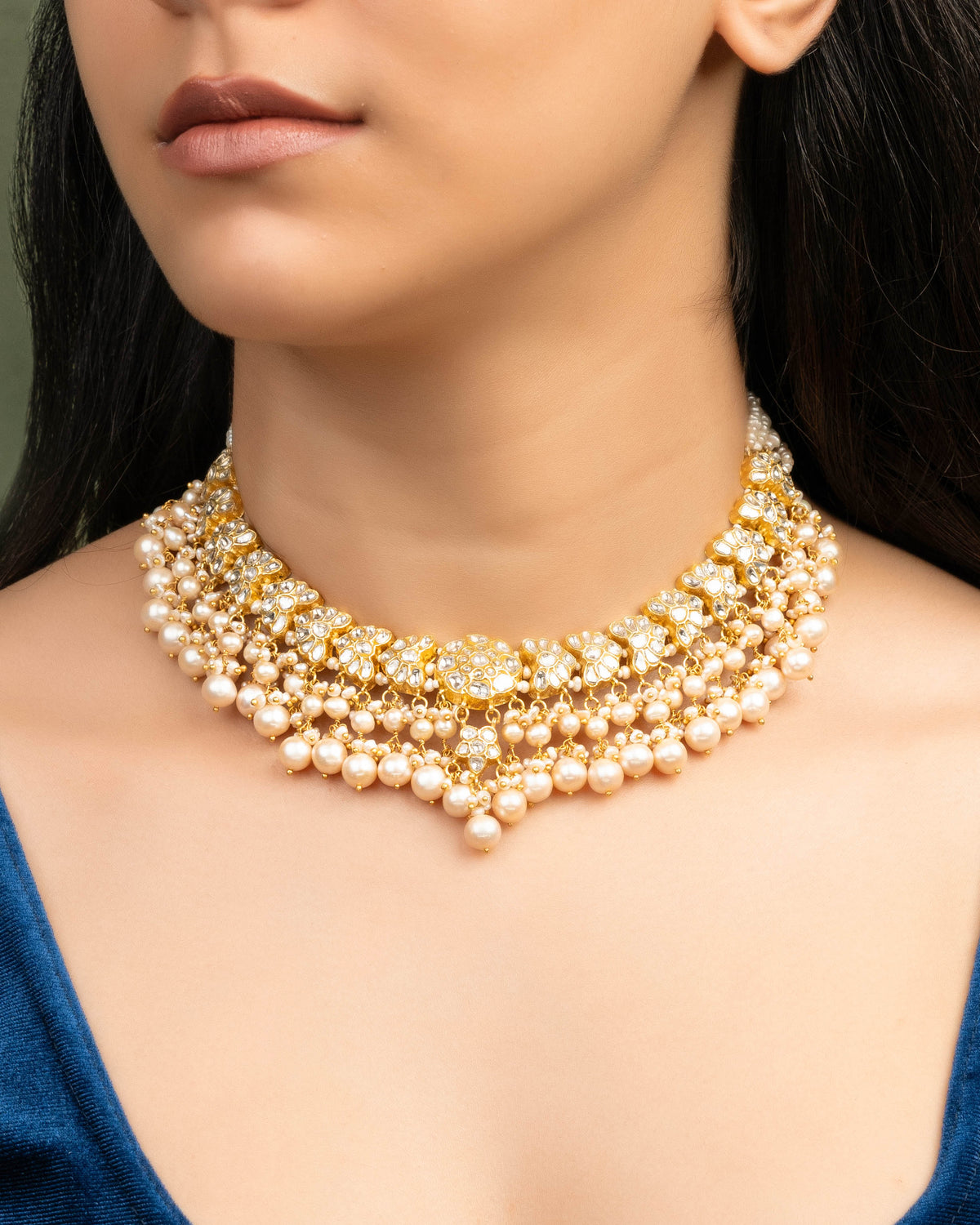 Riyanshi Necklace And Aarzu Tops Polki Set