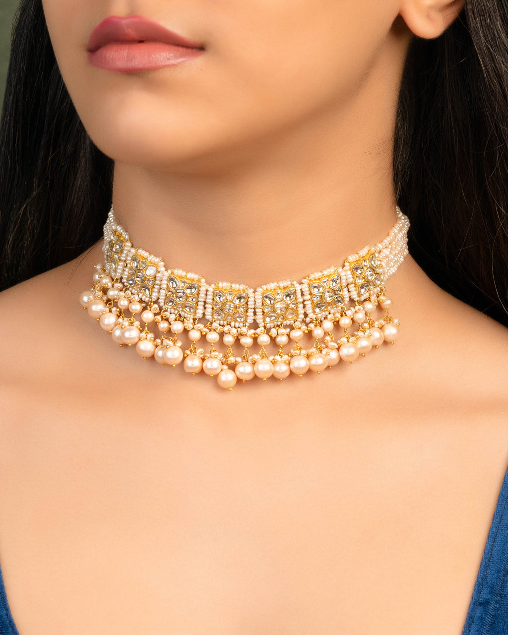 Jasmine Choker And Meerab Tops Polki Set