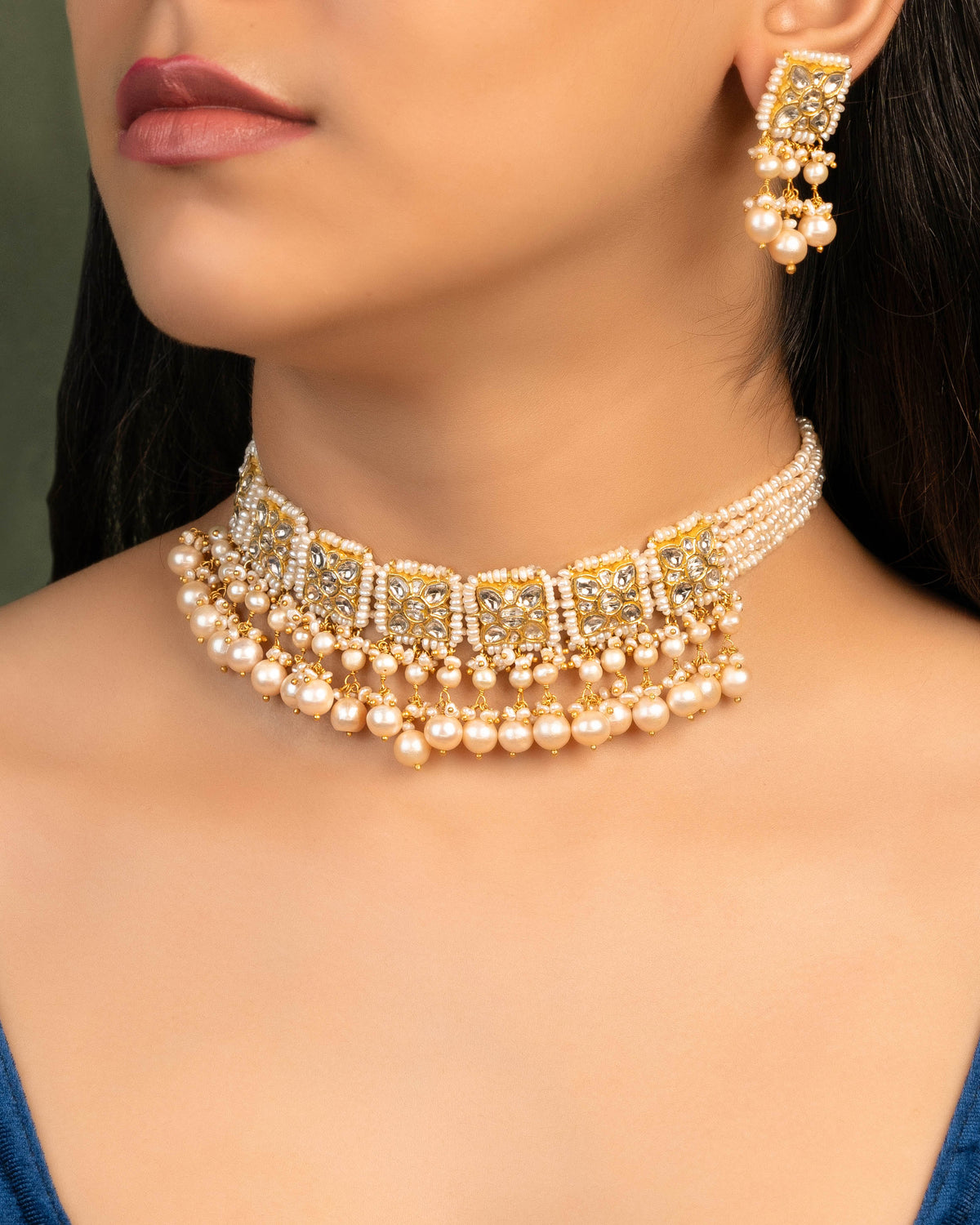 Jasmine Choker And Meerab Tops Polki Set