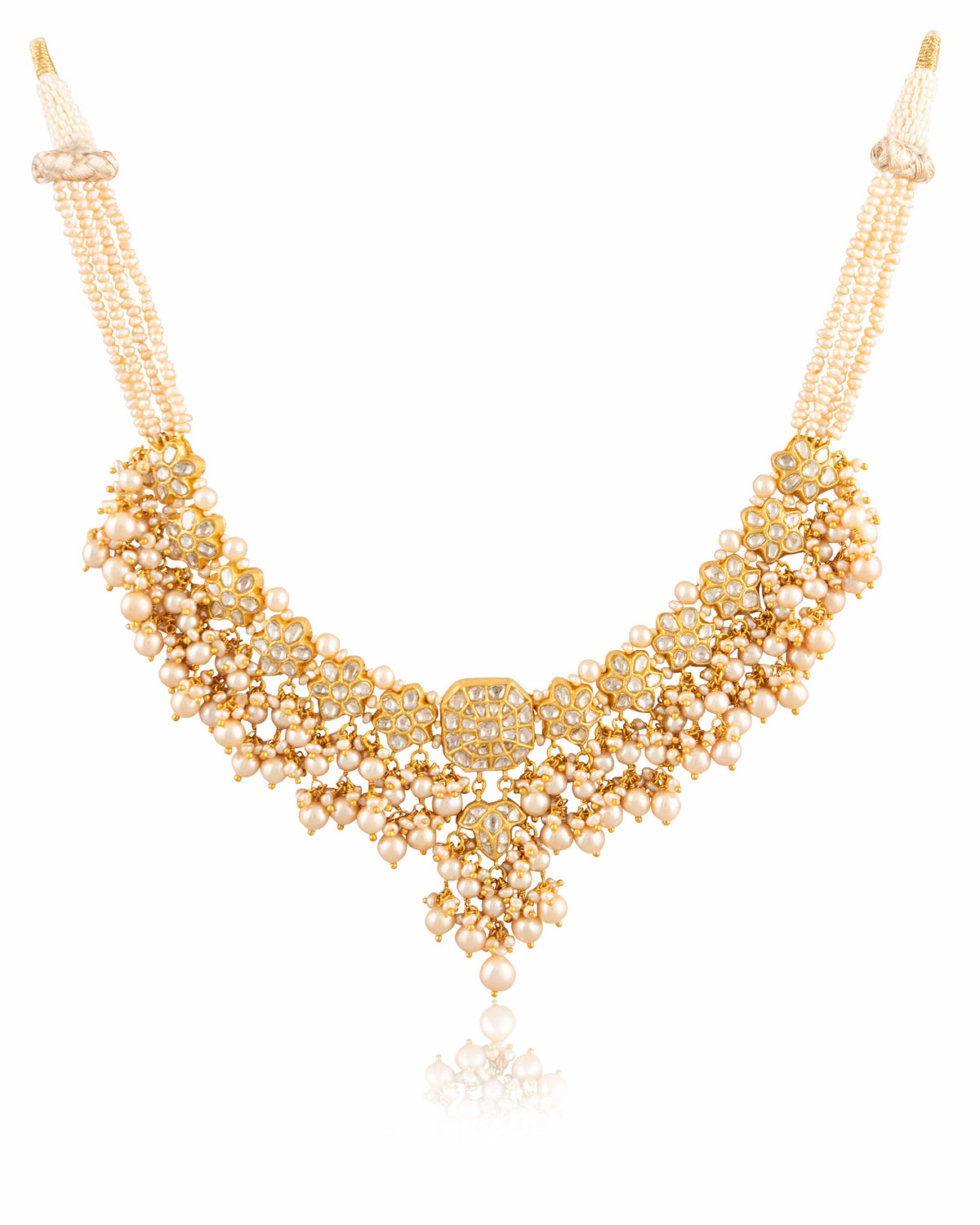 Ruksheen Necklace And Damita Tops Polki Set