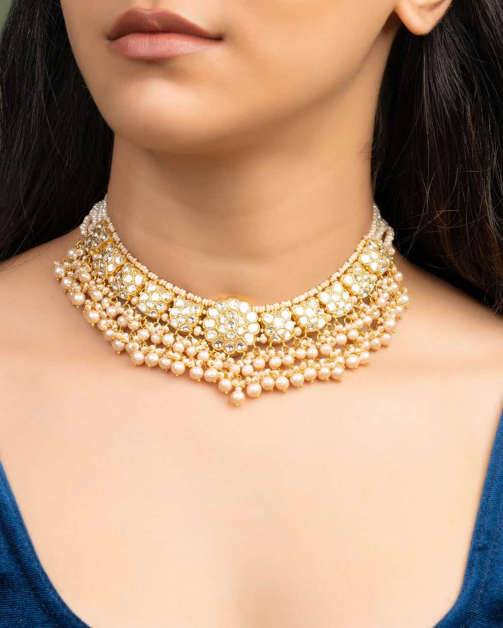 Roohi Necklace And Adhishree Tops Polki Set