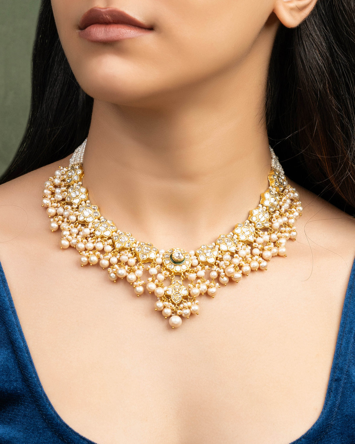 Akia Necklace And Sameen Tops Polki Set