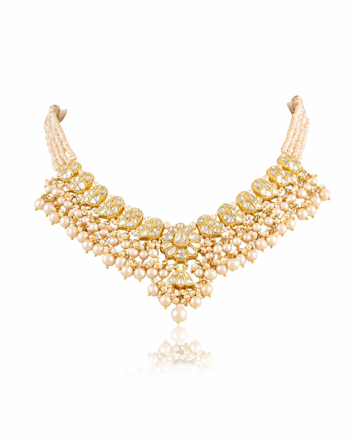 Niyati Necklace And Nitu Long Earrings Polki Set
