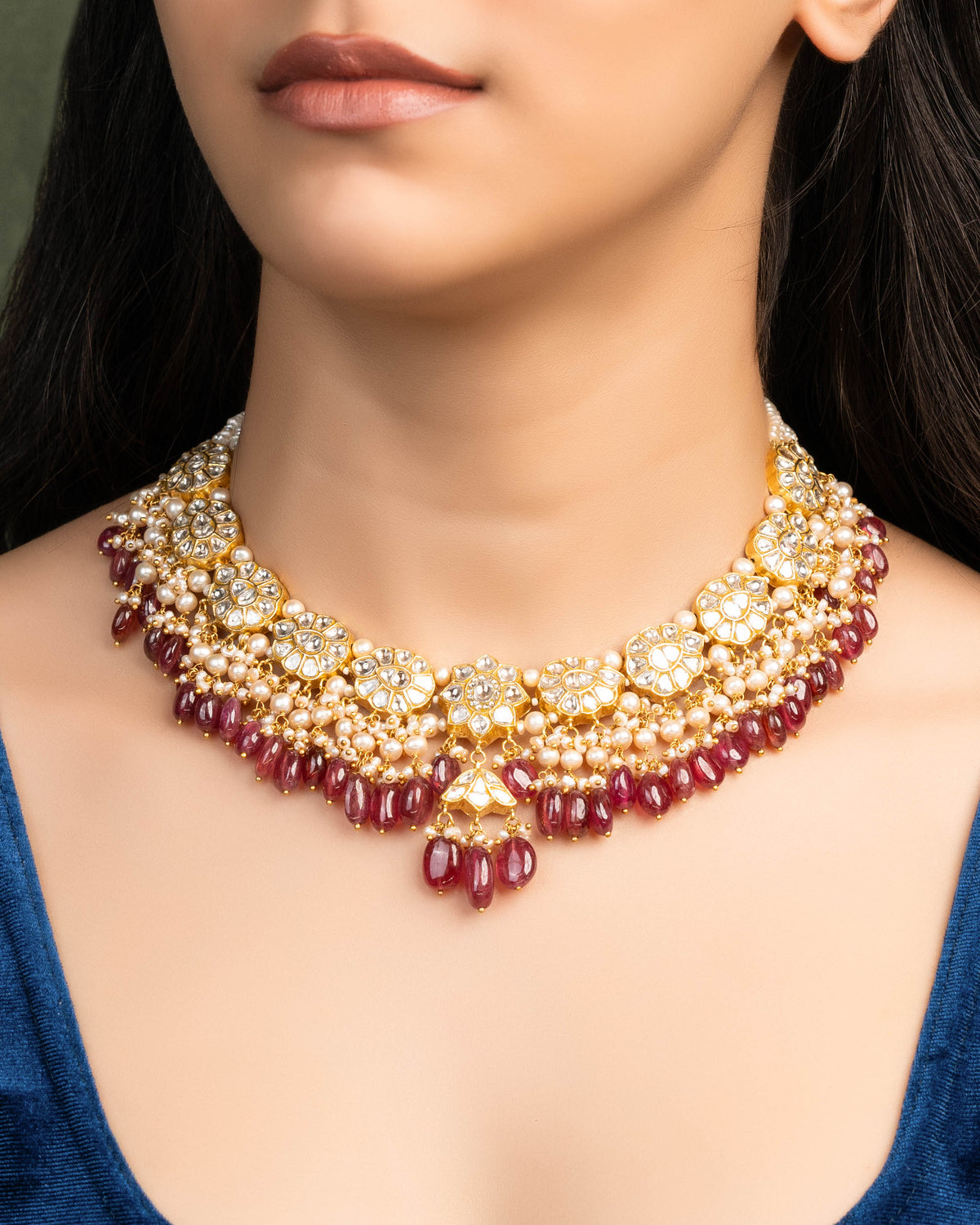 Depali Necklace And Malvika Tops Polki Set