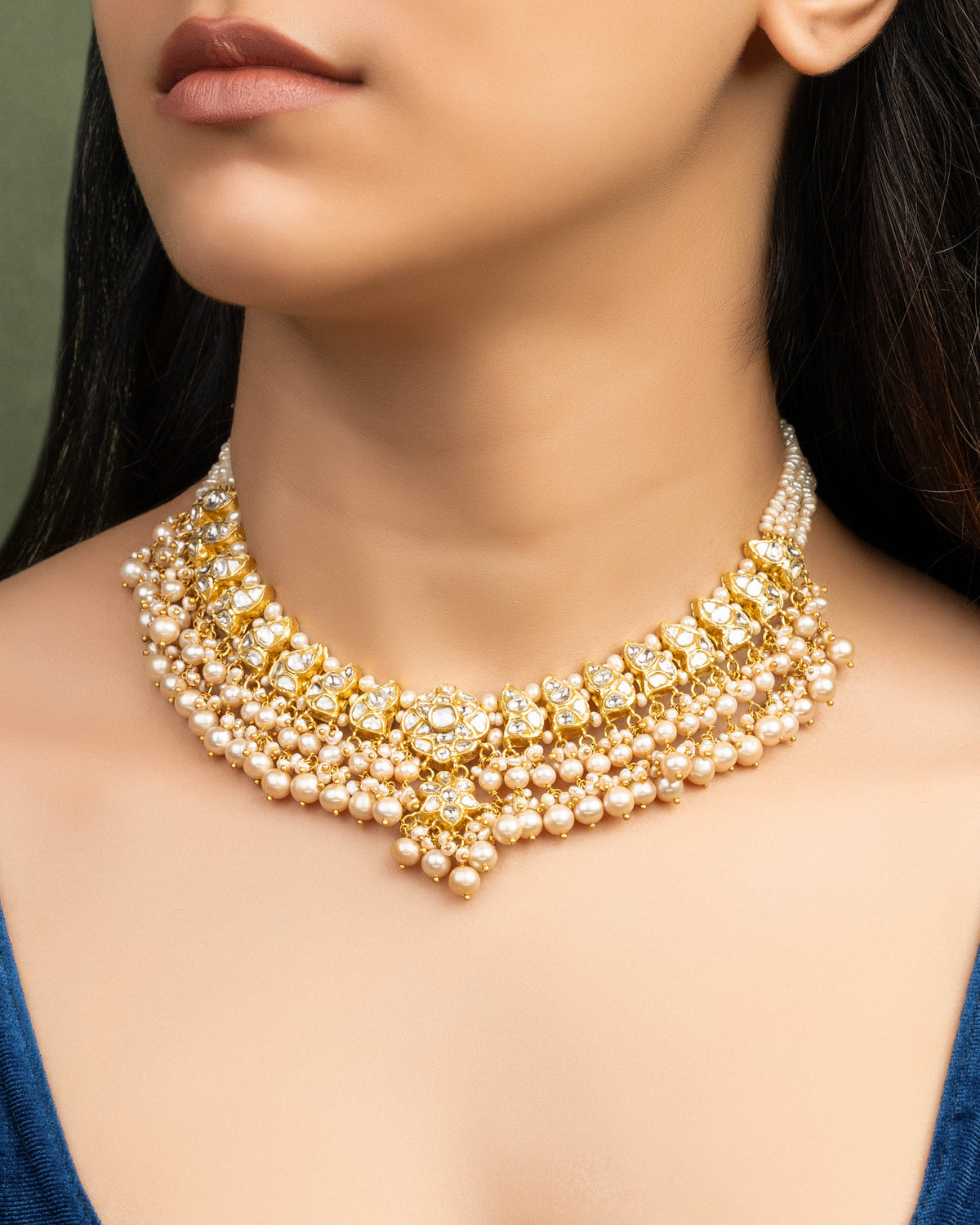 Aaisha Necklace And Mrinali Tops Polki Set