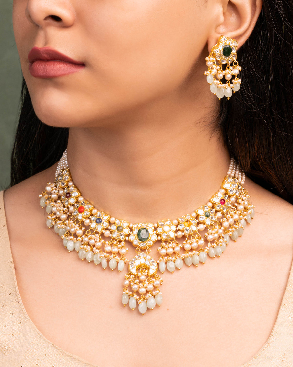 Suhani Choker And Bhomi Tops Polki Set