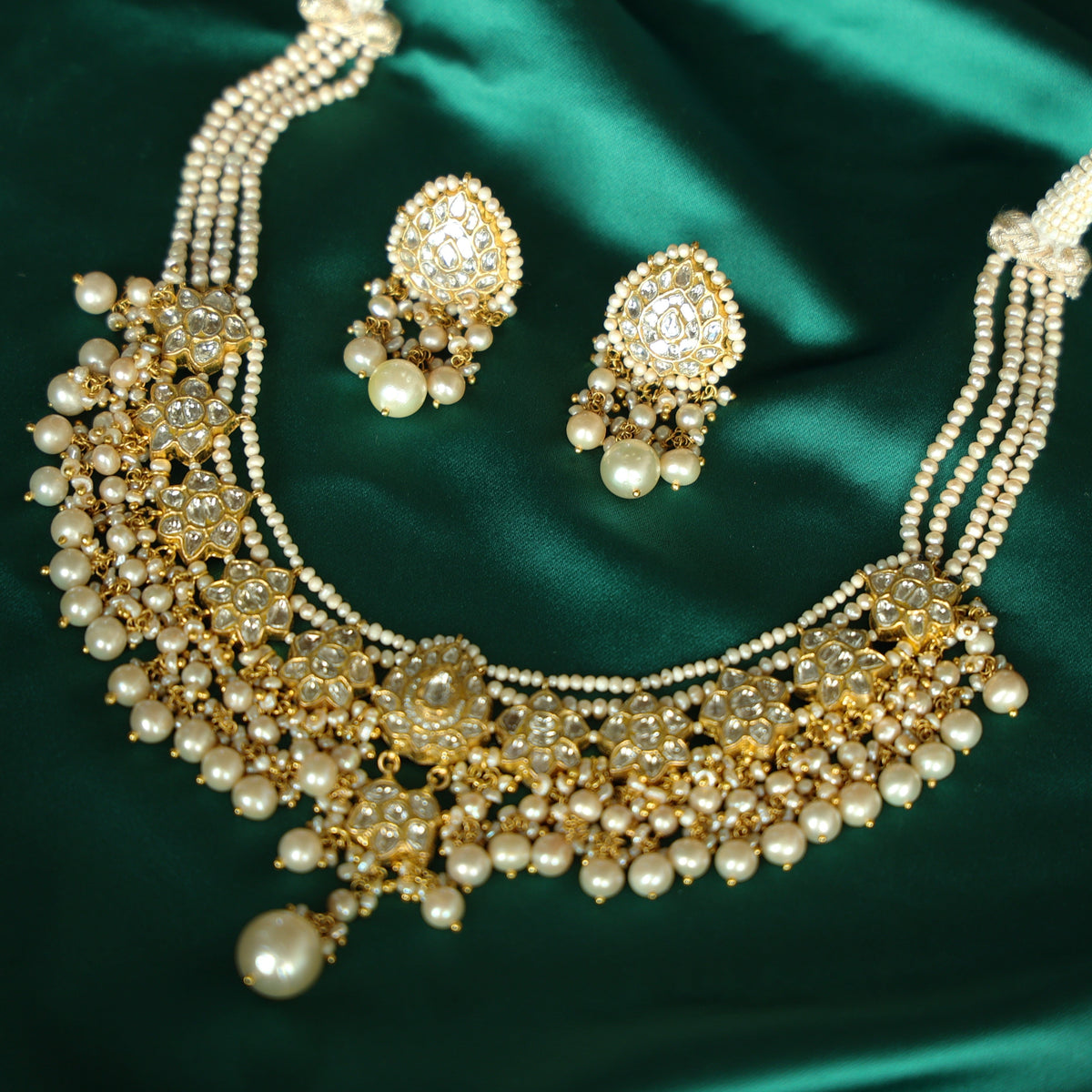 Dipti Necklace And Drishti Tops Polki Set