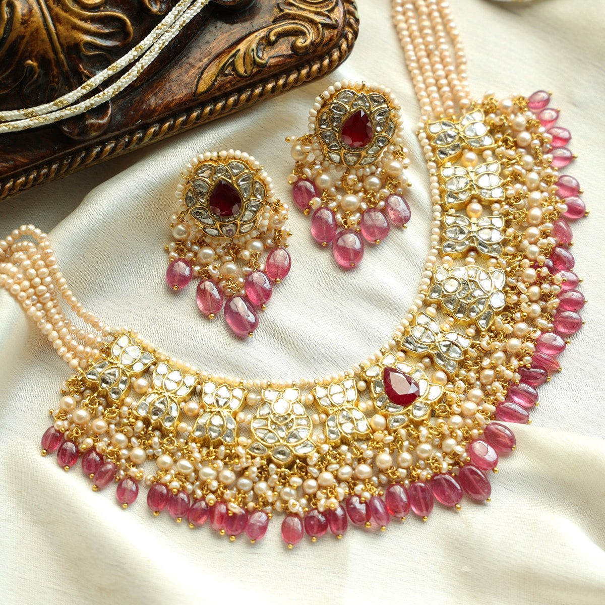 Maddy Necklace And Madhvi Tops Polki Set