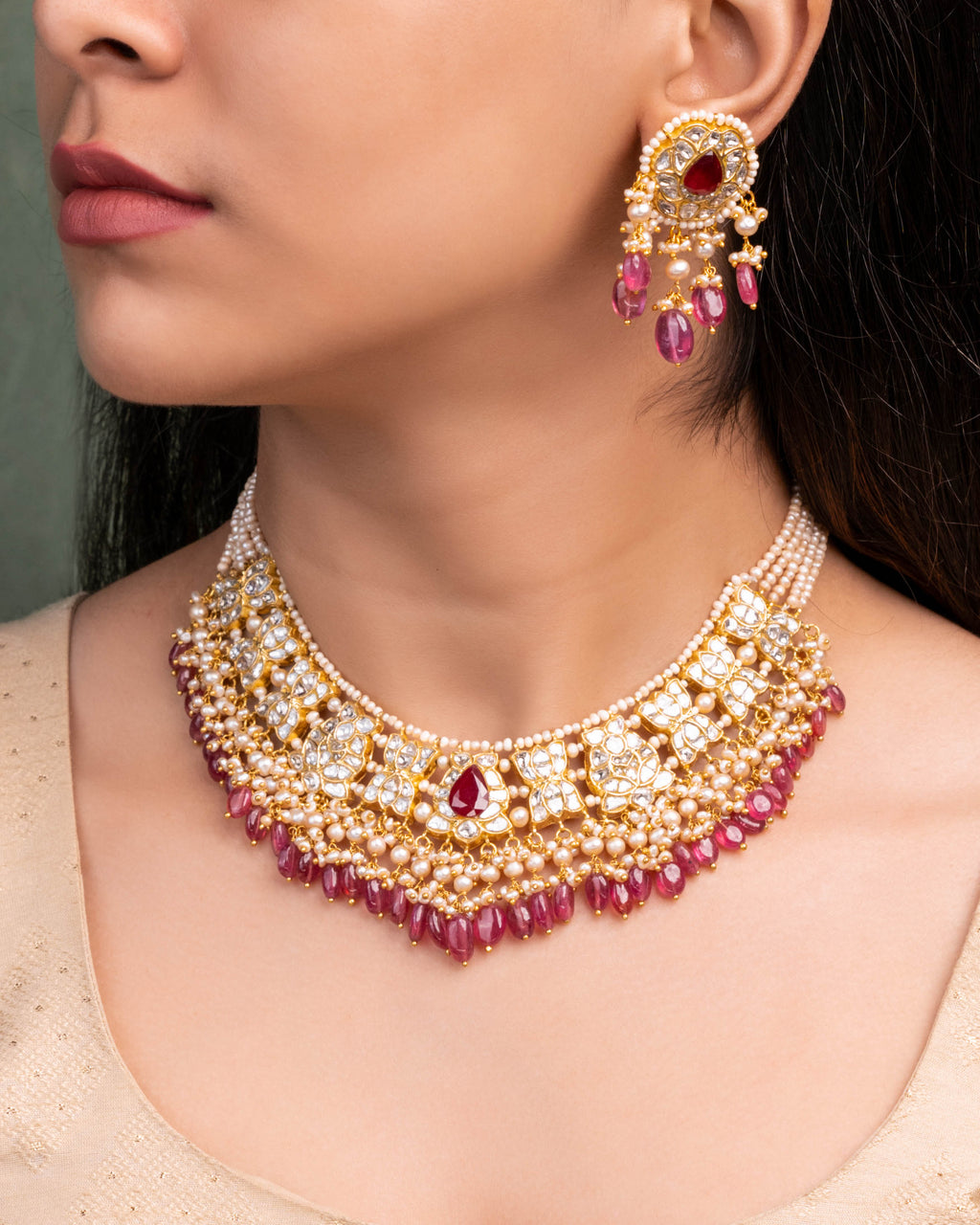 Maddy Necklace And Madhvi Tops Polki Set