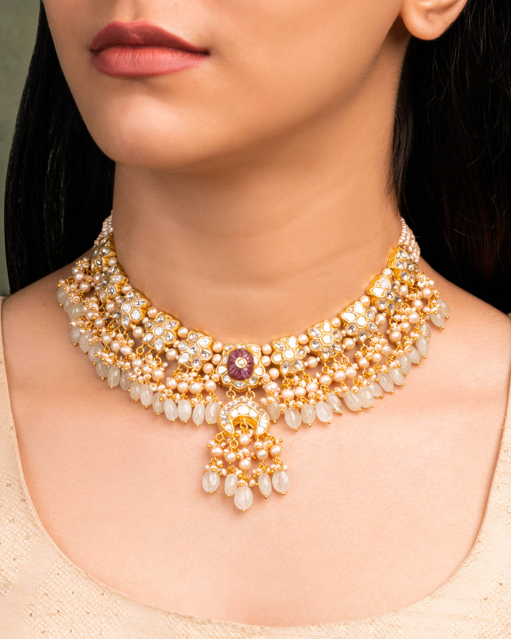 Parinita Necklace And Ishanvi Tops Polki Set